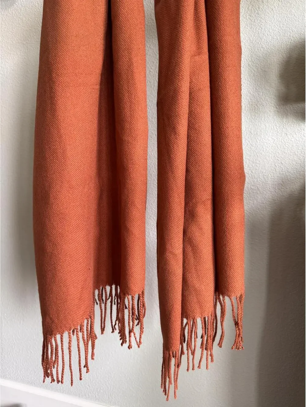Reclaimed Vintage Chocolate Terracotta Blanket Scarf Fringe Oversized Unisex